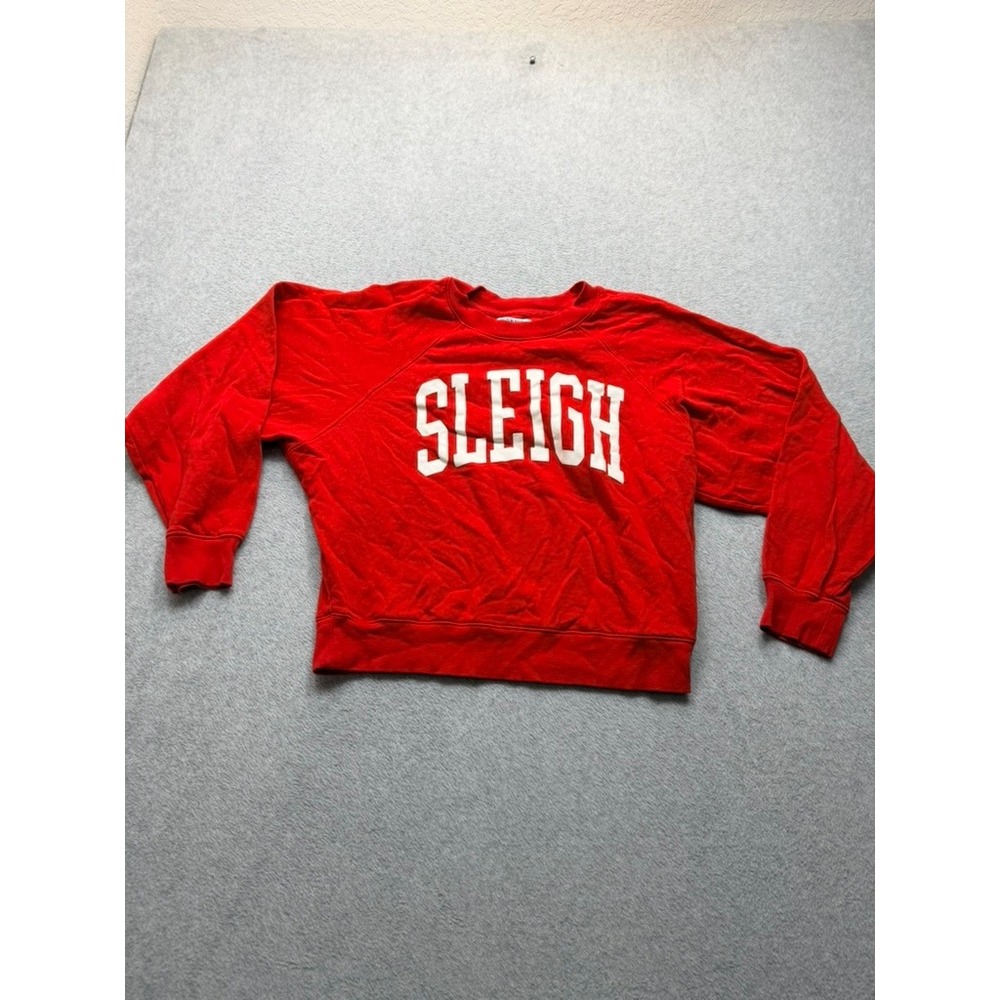 Old Navy Sleigh Graphic Sweatshirt Womens Large Red Holiday Christmas Pullover